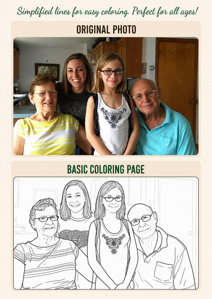 Family photo custom coloring page example
