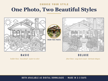 Choose your style — Basic bolder lines and less detail, Deluxe finer lines and intricate shapes